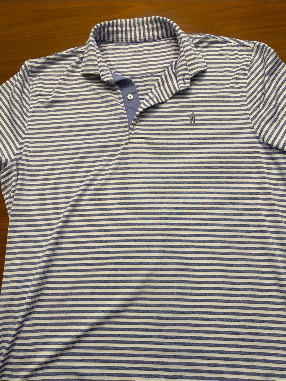 johnnie-O Purple and White Striped Polo